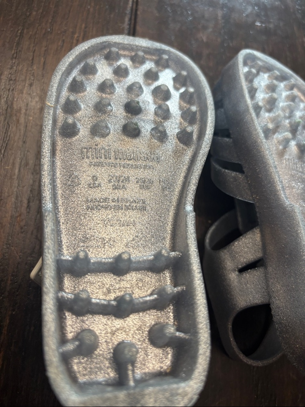 Mini Melissa Metallic Silver Glitter Jelly Sandals - Picture 8 of 10